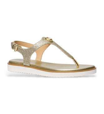 Michael Kors Val Glitzernde Sandalen aus goldenem Leder