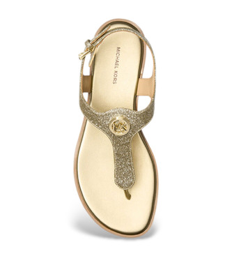 Michael Kors Val Glitzernde Sandalen aus goldenem Leder