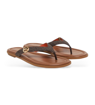 Michael Kors Brązowe sandały z monogramem