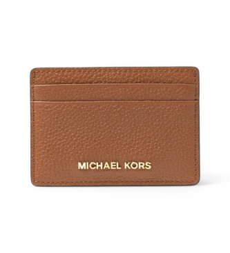 Michael Kors Brązowe etui na karty z ziarnistej skóry