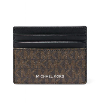 Michael Kors Greyson Card Holder large with logos brown, black