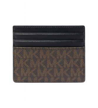 Michael Kors Greyson Card Holder velik z logotipi rjava, črna