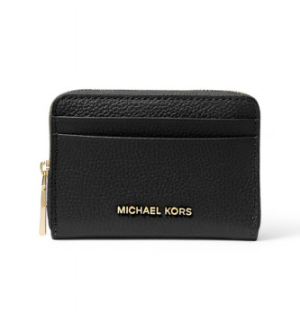 Michael Kors Porta carte Jet Set piccolo in pelle martellata nera