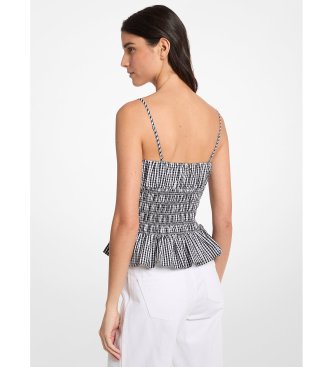 Michael Kors Top met zwart-wit geruite rimpels