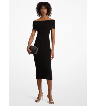 Michael Kors Stretch-Strickkleid mit nackten Schultern schwarz