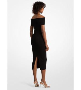 Michael Kors Stretch-Strickkleid mit nackten Schultern schwarz