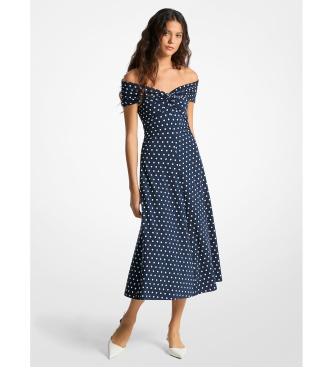 Michael Kors Abito in maglia opaca con stampa a pois blu navy elasticizzata