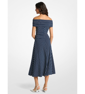 Michael Kors Abito in maglia opaca con stampa a pois blu navy elasticizzata