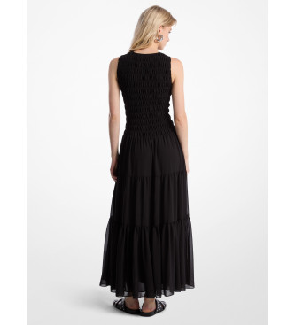 Michael Kors Black ruffled georgette straps dress