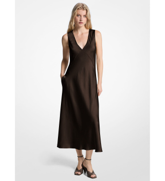 Michael Kors Abito midi in raso marrone