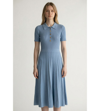 Michael Kors Vestido midi tipo polo de punto el�stico acanalado azul