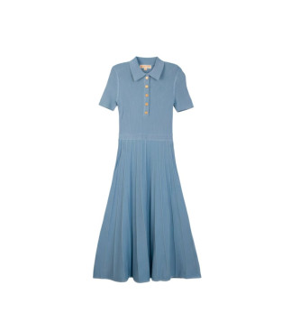 Michael Kors Vestido midi tipo polo de punto el�stico acanalado azul