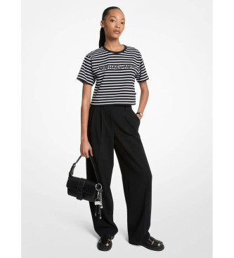 Michael Kors T-shirt curta de algodo s riscas com logtipo preto