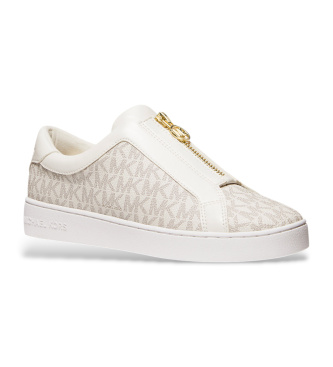 Michael Kors Keaton beige logo zippered trainers