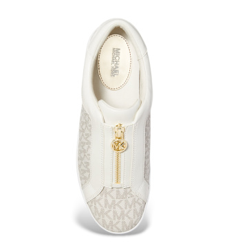 Michael Kors Keaton beige logo zippered trainers