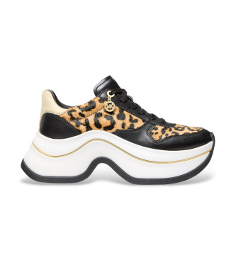 Michael Kors Arla lder-sneakers beige, sort