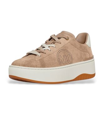 Michael Kors Sneaker Dottie in camoscio con plateau beige
