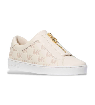 Michael Kors Baskets Keaton Zip Slip On en cuir beige