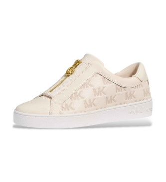 Michael Kors Baskets Keaton Zip Slip On en cuir beige