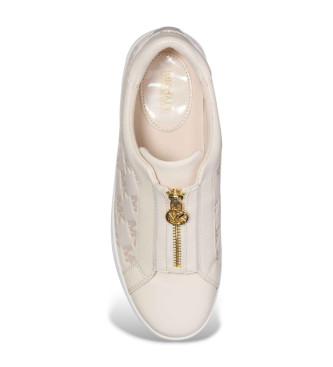 Michael Kors Baskets Keaton Zip Slip On en cuir beige