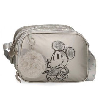 Disney Bandolera Mickey 100 doble compartimento gris