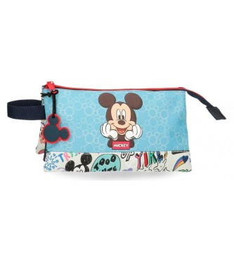 Disney Mickey Be Cool three compartment pencil case blue