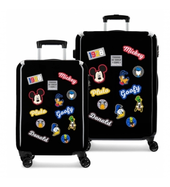 Joumma Bags Mickey 34L / 70L sort karakter kuffertst -38x55x20 / 48x68x26cm