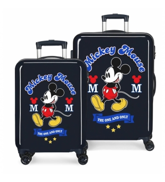 Joumma Bags Set di valigie rigide Topolino 34 L / 70L Quella in blu -38x55x20 / 48x68x26cm-
