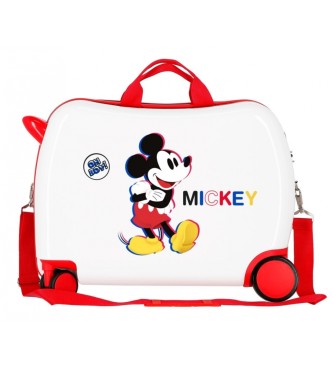 Disney Otroški kovček Mickey 3D 2 kolesi večsmerni beli