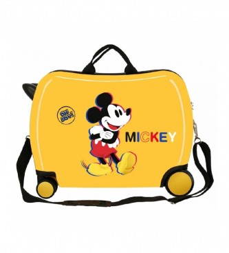 Disney Maleta infantil Mickey 3D 2 ruedas multidireccionales amarillo