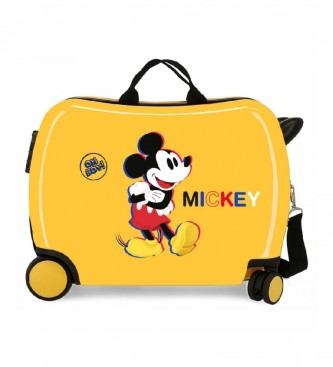 Disney Children's suitcase Mickey 3D 2 wheels multidirectional yellow