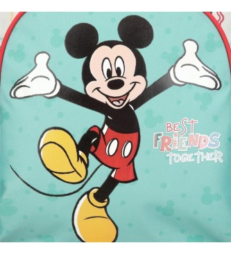 Disney Sac  dos scolaire Mickey Best friends together avec trolley blanc, vert