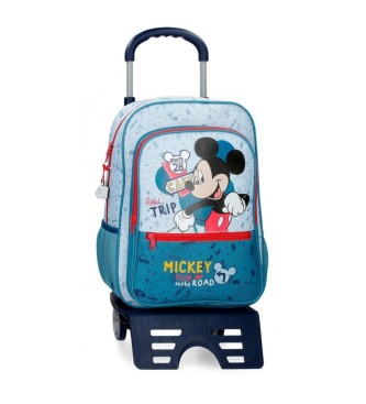 Disney Zaino scuola Mickey Road Trip 38cm con trolley blu