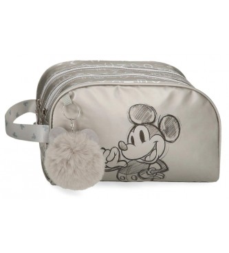 Disney Trousse de toilette Mickey 100 adaptable Double compartiment gris