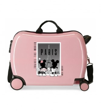 Disney Valigia per bambini Minnie e Topolino Paris 2 ruote multidirezionali rosa
