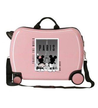 Disney Mala de criana Minnie e Mickey Paris 2 rodas multidireccionais cor-de-rosa
