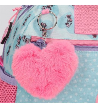 Disney Mochila con dos ruedas y dos compartimentos My happy place azul, rosa -32x43x21cm-