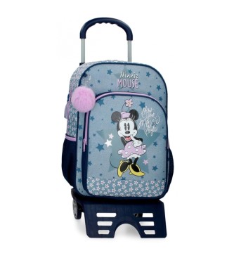 Disney Sac  dos scolaire Minnie Style avec trolley bleu 30x40x13cm