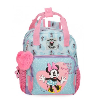 Disney Minnie O meu lugar feliz mochila pr-escolar azul, rosa -23x28x10cm