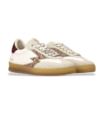 MOA Concept Leder-Sneakers Club beige, kastanienbraun