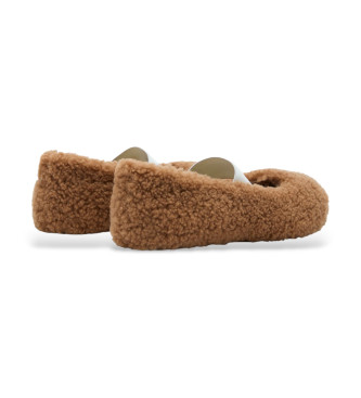 Moon Boot Braune Ballerinas aus Shearling-Leder