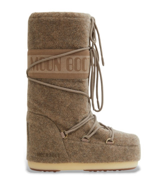 Moon Boot Icon Felt Beige Lederstiefel