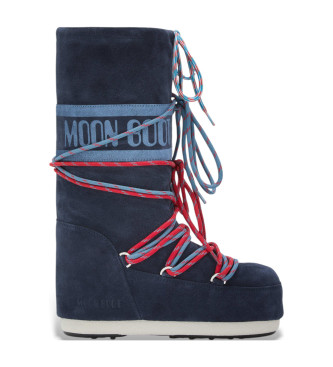 Moon Boot Botas de Piel Icon Laces marino