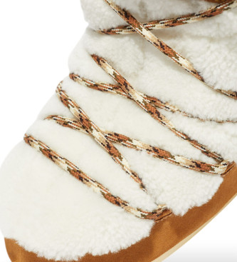 Moon Boot LAB69 Stivali in pelle crema con shearling marrone