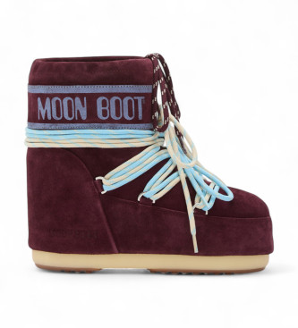 Moon Boot Bottines basses en cuir Icon burgundy