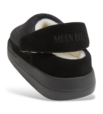 Moon Boot Park Felt leather clogs black