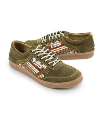 Morrison Rodeo green leather trainers