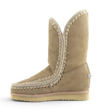 Mou Beige Eskimo Inner Wedge Tall Leather Boots