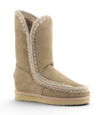 Mou Beige Eskimo Inner Wedge Tall Leather Boots