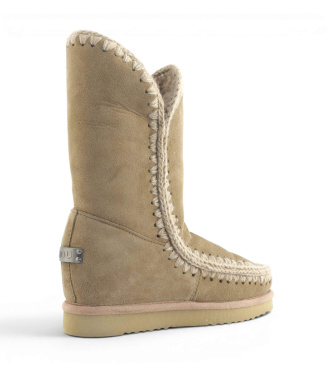 Mou Beige Eskimo Inner Wedge Tall Leather Boots